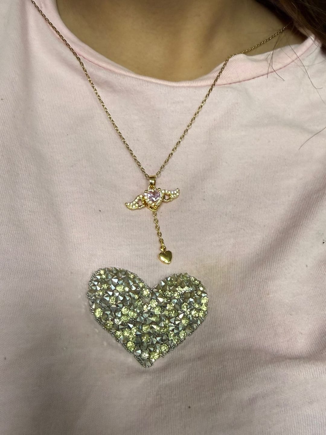 Customer photo review of Cupid’s Angel Wing Necklace for Women