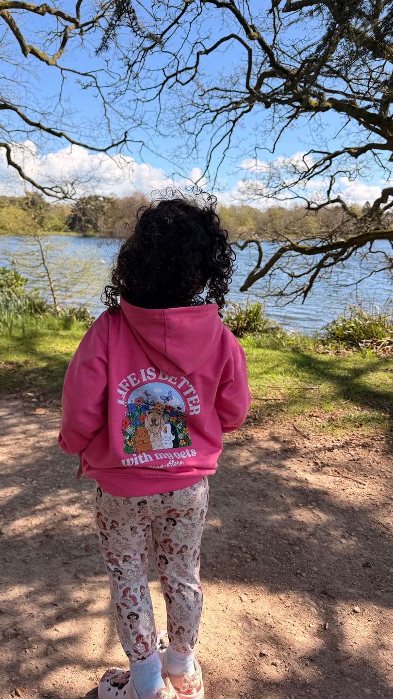 Customer photo review of Personalised Kids Life is Better with your dog Hoody