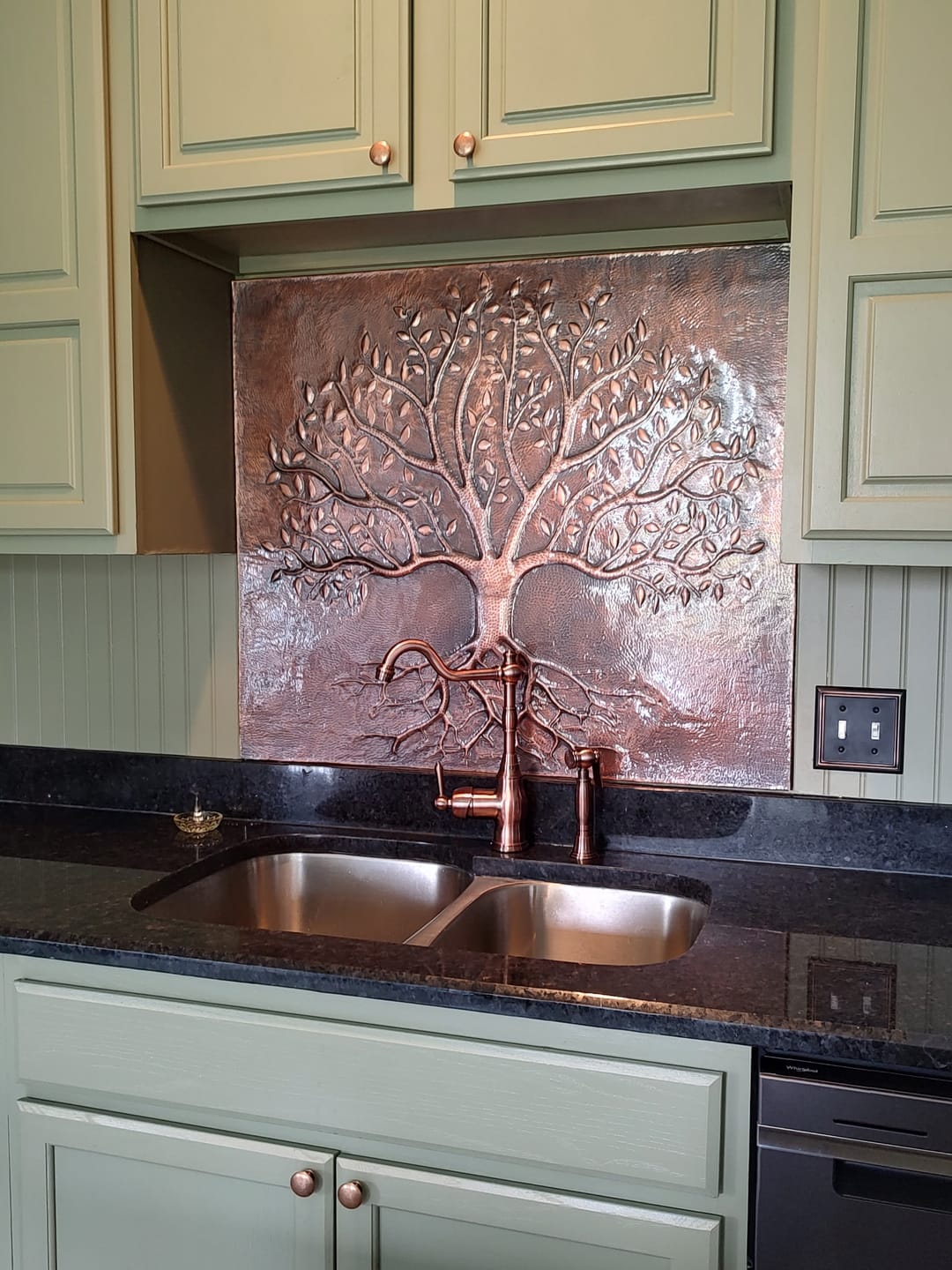 Customer photo review of Rustic Brown Tree With Roots Copper Backsplash