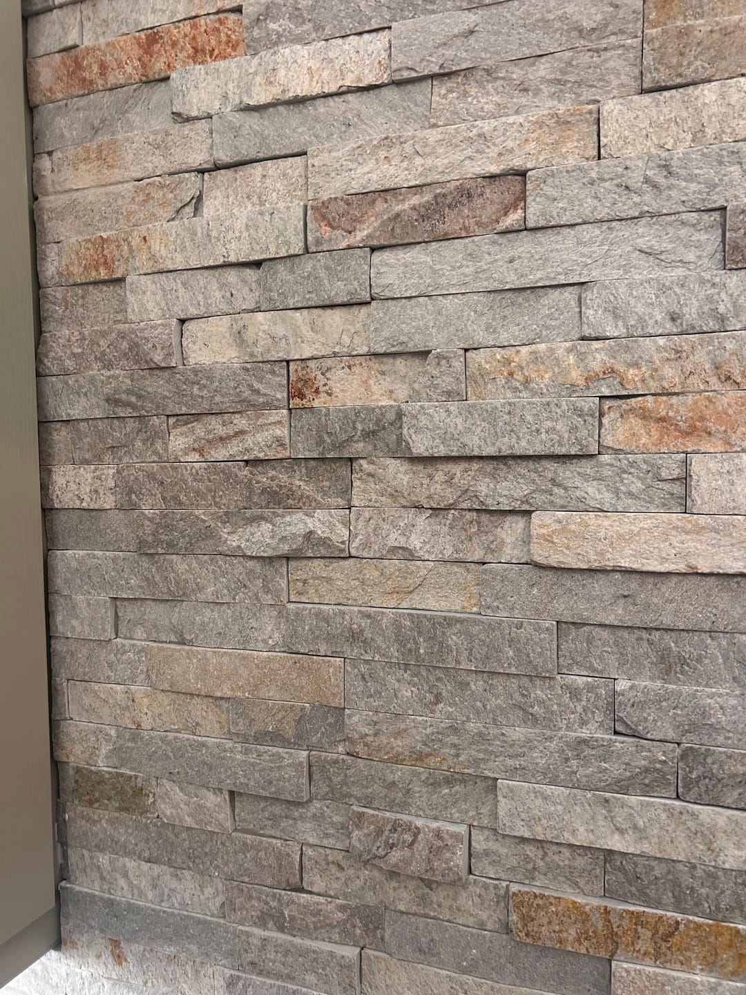 Customer photo review of Scapestone Snow Gold Split Face Wall Cladding Tile 15x60cm