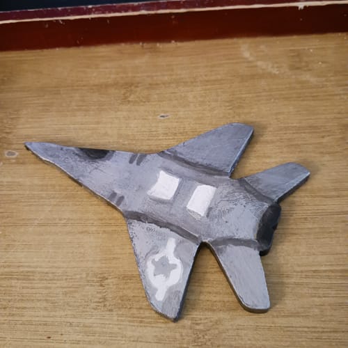 Customer photo review of Unfinished Wood Fighter Jet Airplane Shape - Craft- up to 46" DIY