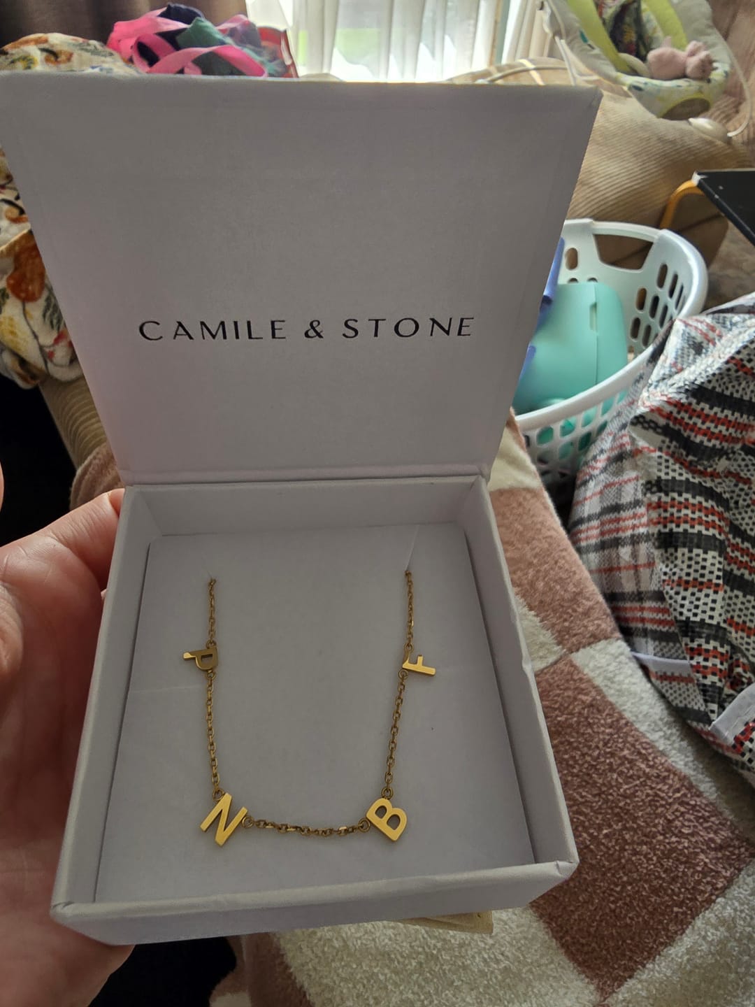 Customer photo review of The Original Initial Letter Necklace