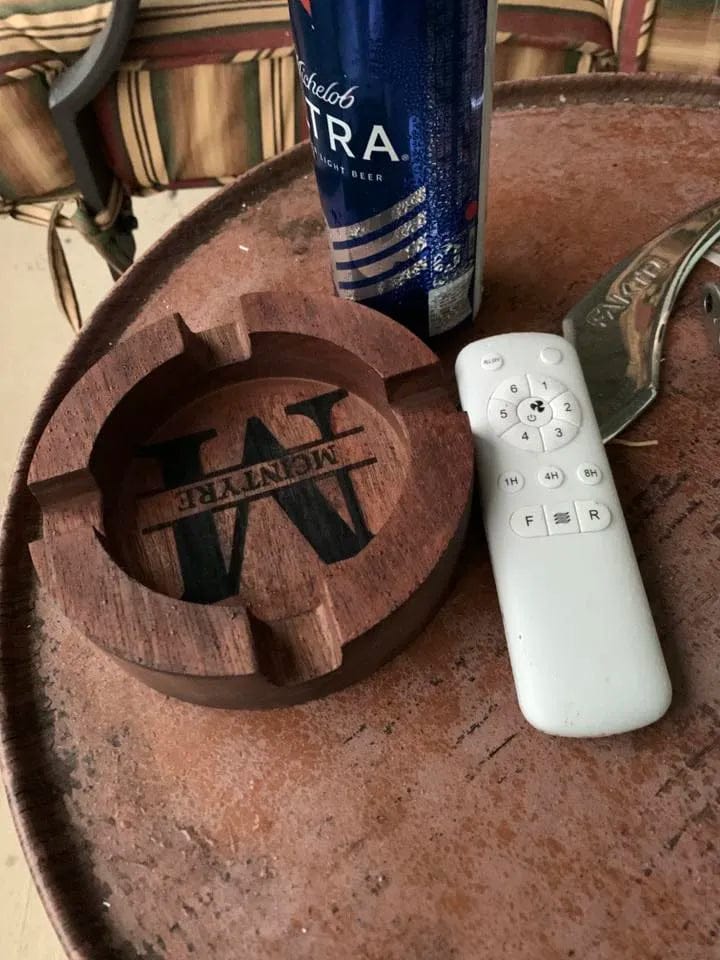 Customer photo review of Personalized Name Walnut Cigar Ash Tray for Dad,Grandpa,Boyfriend,Friend