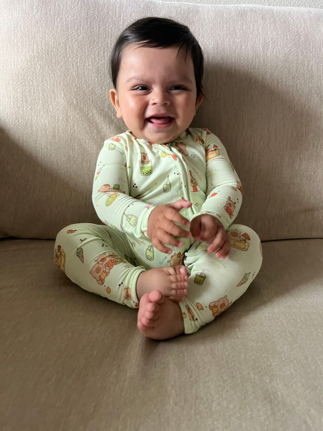 Customer photo review of Capybara Boba Bamboo Kids Pajamas