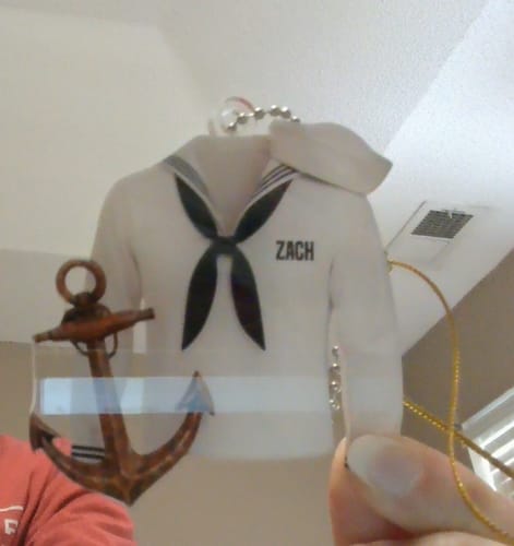 Customer photo review of Sail With Courage & Pride – Personalized Acrylic Car Ornament