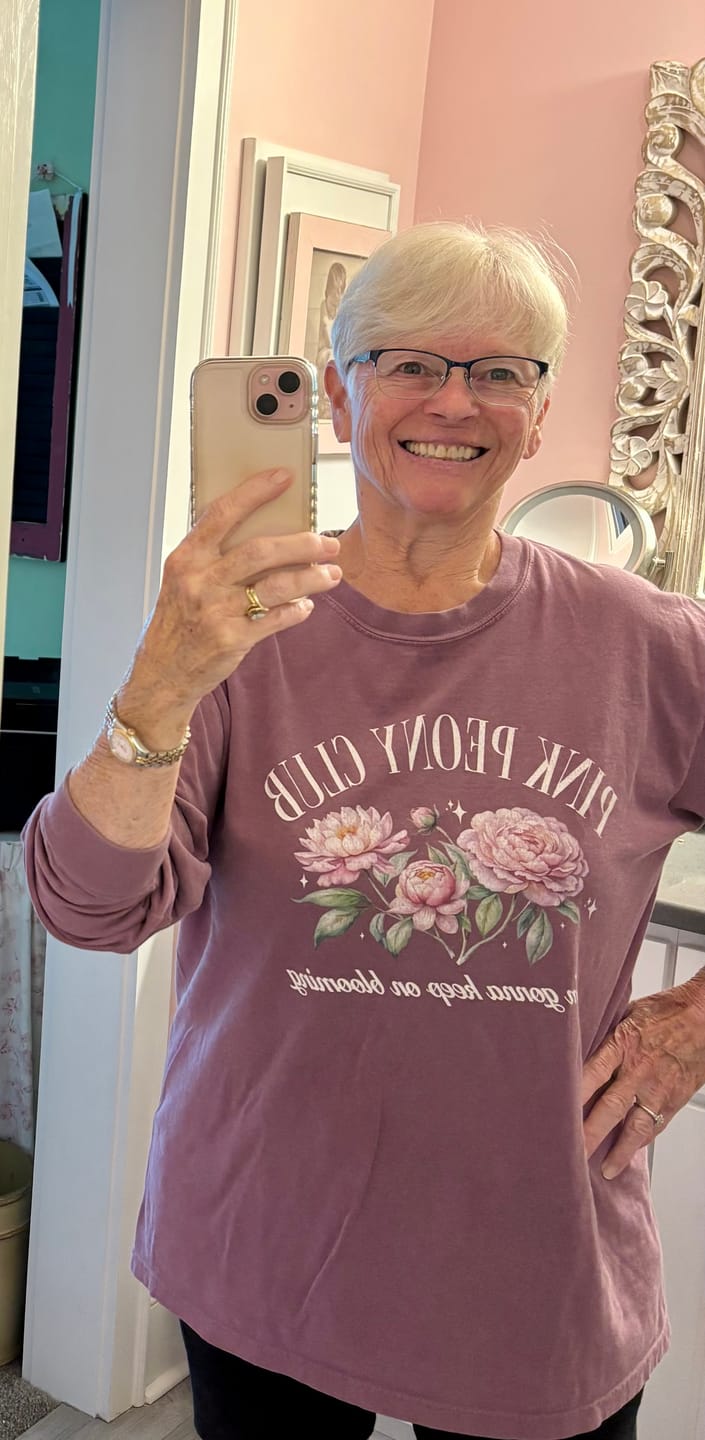 Customer photo review of Pink Peony Club LS T-Shirt