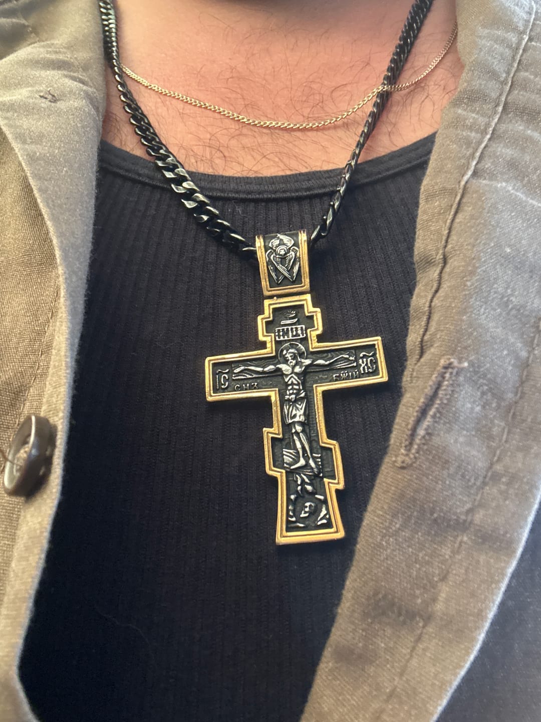 Customer photo review of DARK JESUS CROSS. - GOLD