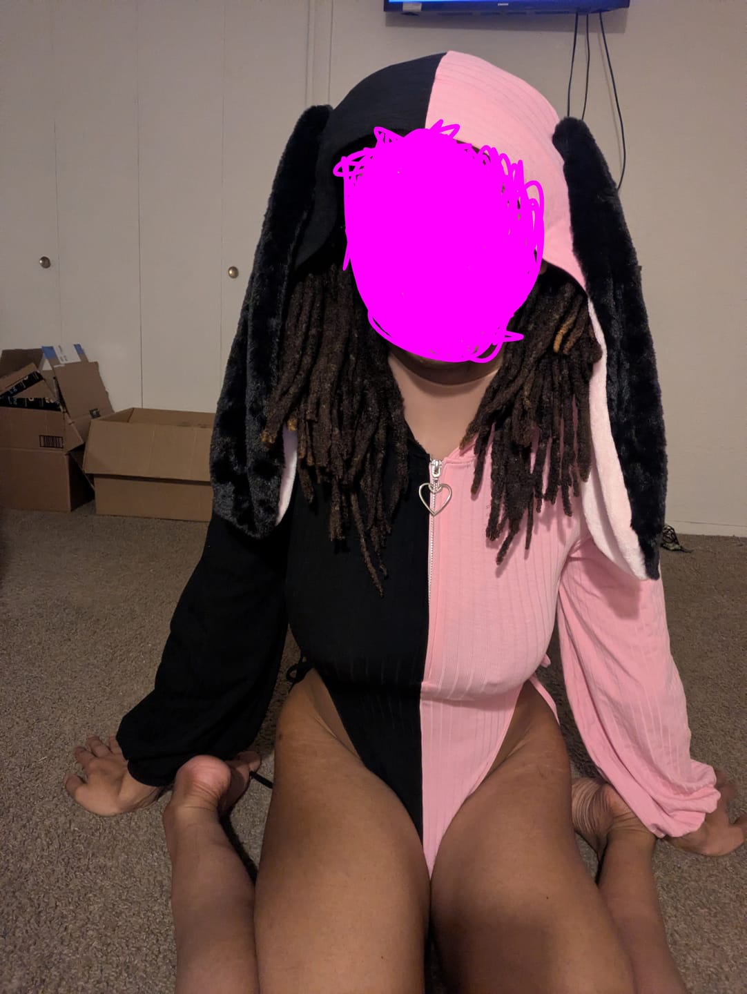 Customer photo review of Chic Bunny Ear Hoodie Bodysuit for sale