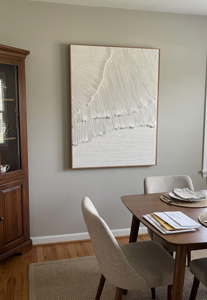 Customer photo review of White Minimalist Textured Wall Art #MT056