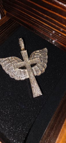 Customer photo review of 5.25 CARAT NATURAL DIAMOND STERLING SILVER GOLD PLATED 2.50 INCHES CROSS PENDANT CHARM
