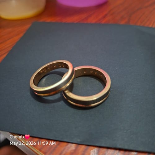 Customer photo review of Arcadia Code Black Wedding Rings