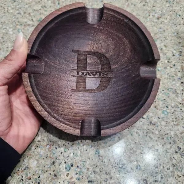 Customer photo review of Personalized Name Walnut Cigar Ash Tray for Dad,Grandpa,Boyfriend,Friend