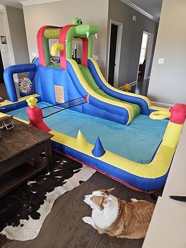 Customer photo review of 15ft Mini Bounce House with Splash Pool Water Park for Kids with Blower