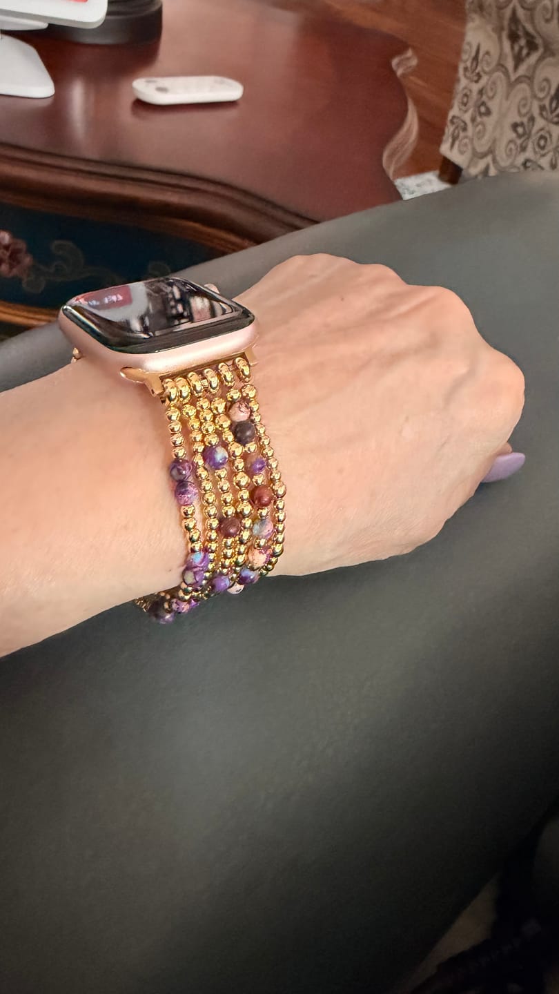 Customer photo review of Blush Bloom Stretch Apple Watch Strap