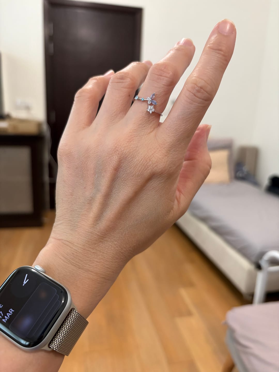 Customer photo review of Silver Butterfly Ranunculus Ring