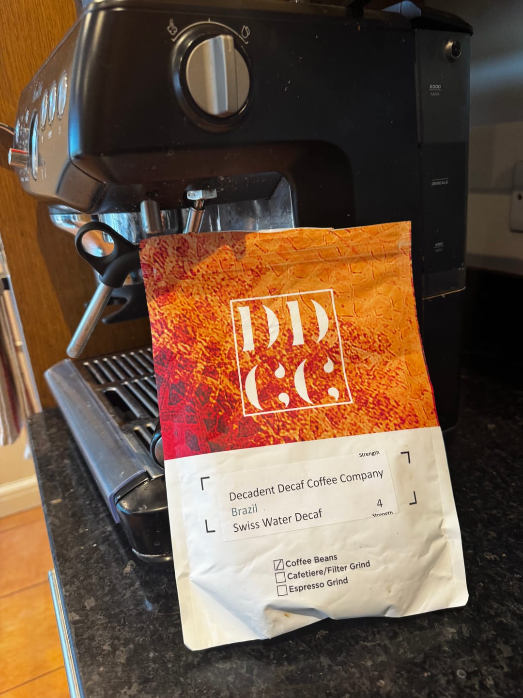 Customer photo review of Brazil Decaffeinated Coffee - Swiss Water Decaf Process - Strength 4 - Decadent Decaf