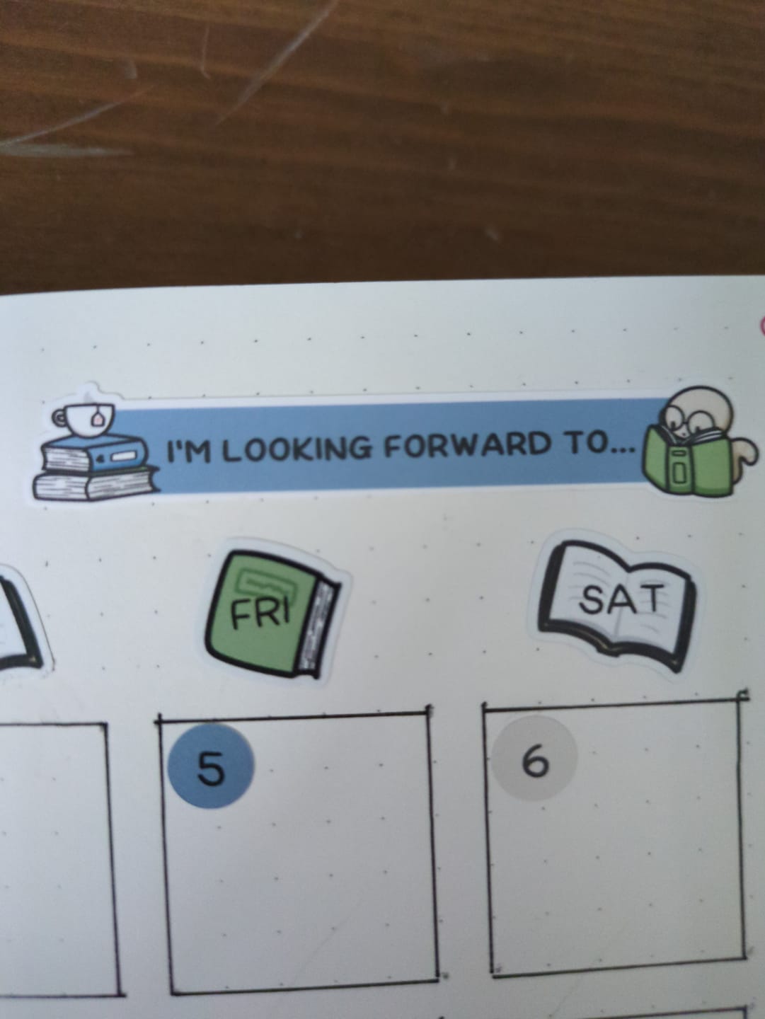 Customer photo review of Sticker Sheet - Gratitude Prompts Cozy Bookworm Theme