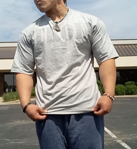 Customer photo review of Navy Blue Lightweight Tee