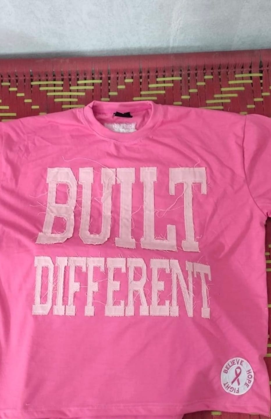 Customer photo review of Pink Legacy Shirt – Believe Hope Fight Edition