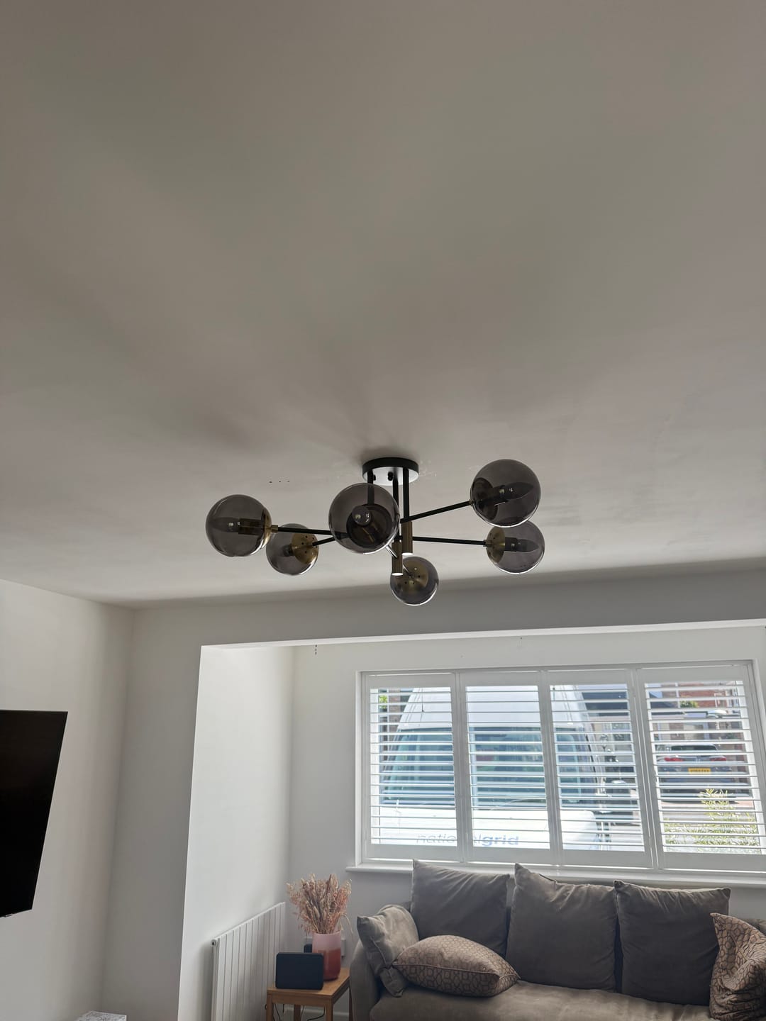 Customer photo review of 6-Light Glass Bubble Sputnik Semi Flush Chandelier