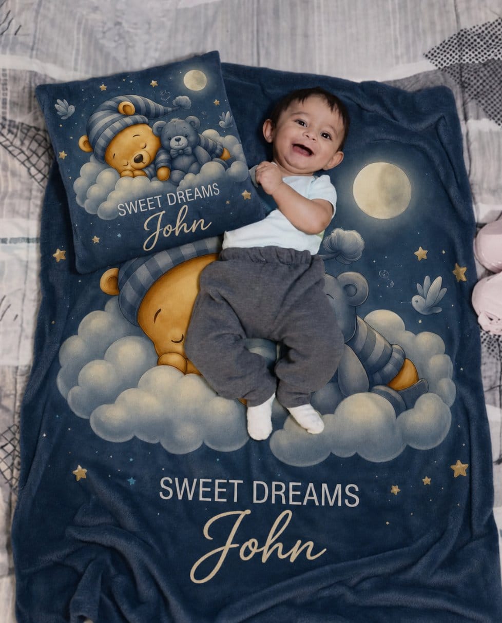 Customer photo review of Sweet Dreams - Custom Name Baby Blanket
