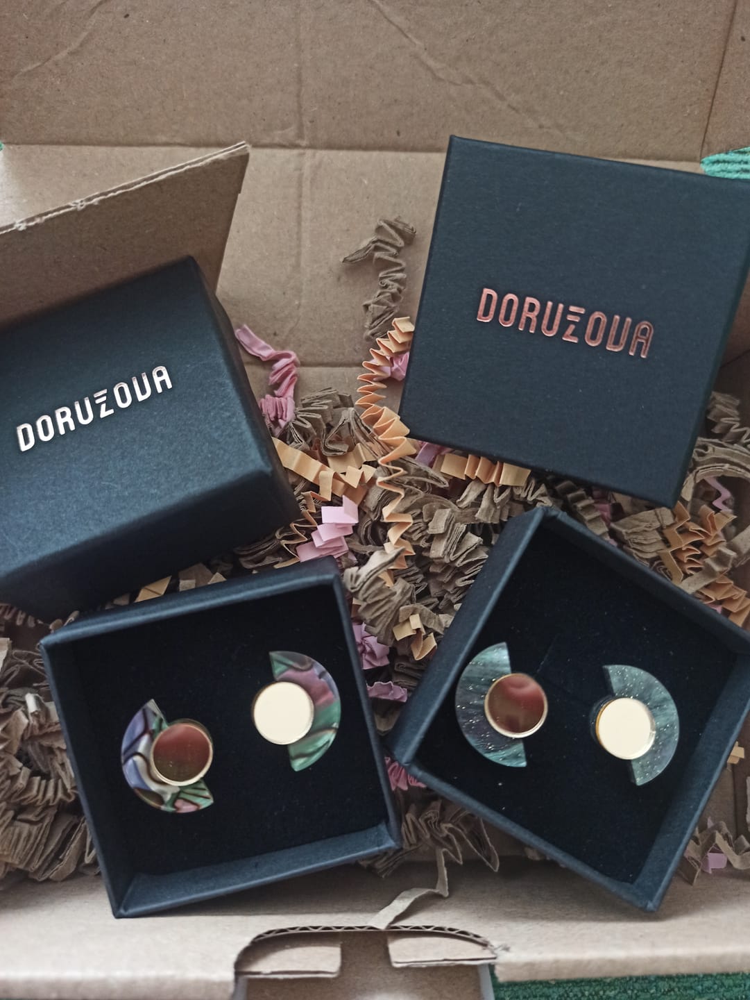 Customer photo review of Minimalist Studs - Midnight Dream