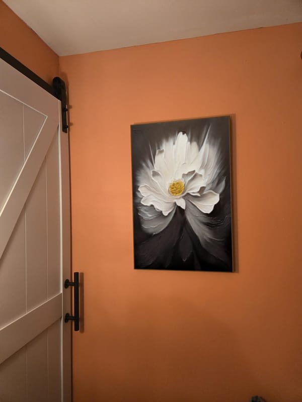 Customer photo review of Black & White Minimalist Flower And Tree Textured Canvas Art #MF021