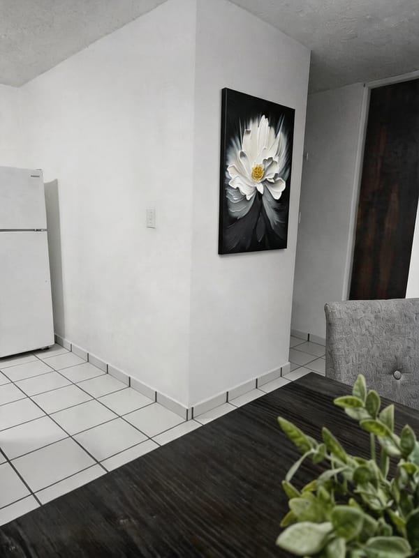 Customer photo review of Black & White Minimalist Flower And Tree Textured Canvas Art #MF021