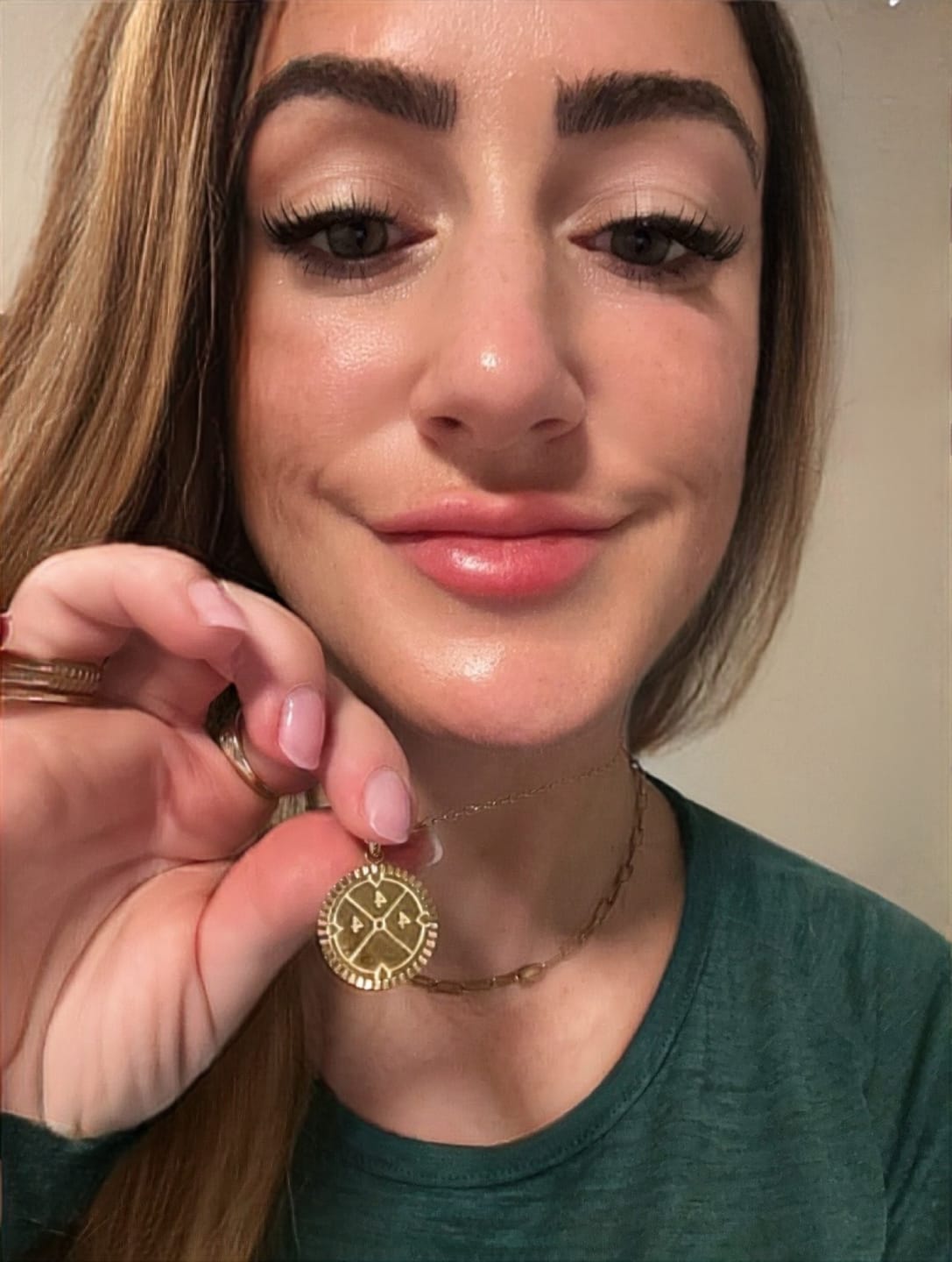 Customer photo review of Engravable Compass Necklace