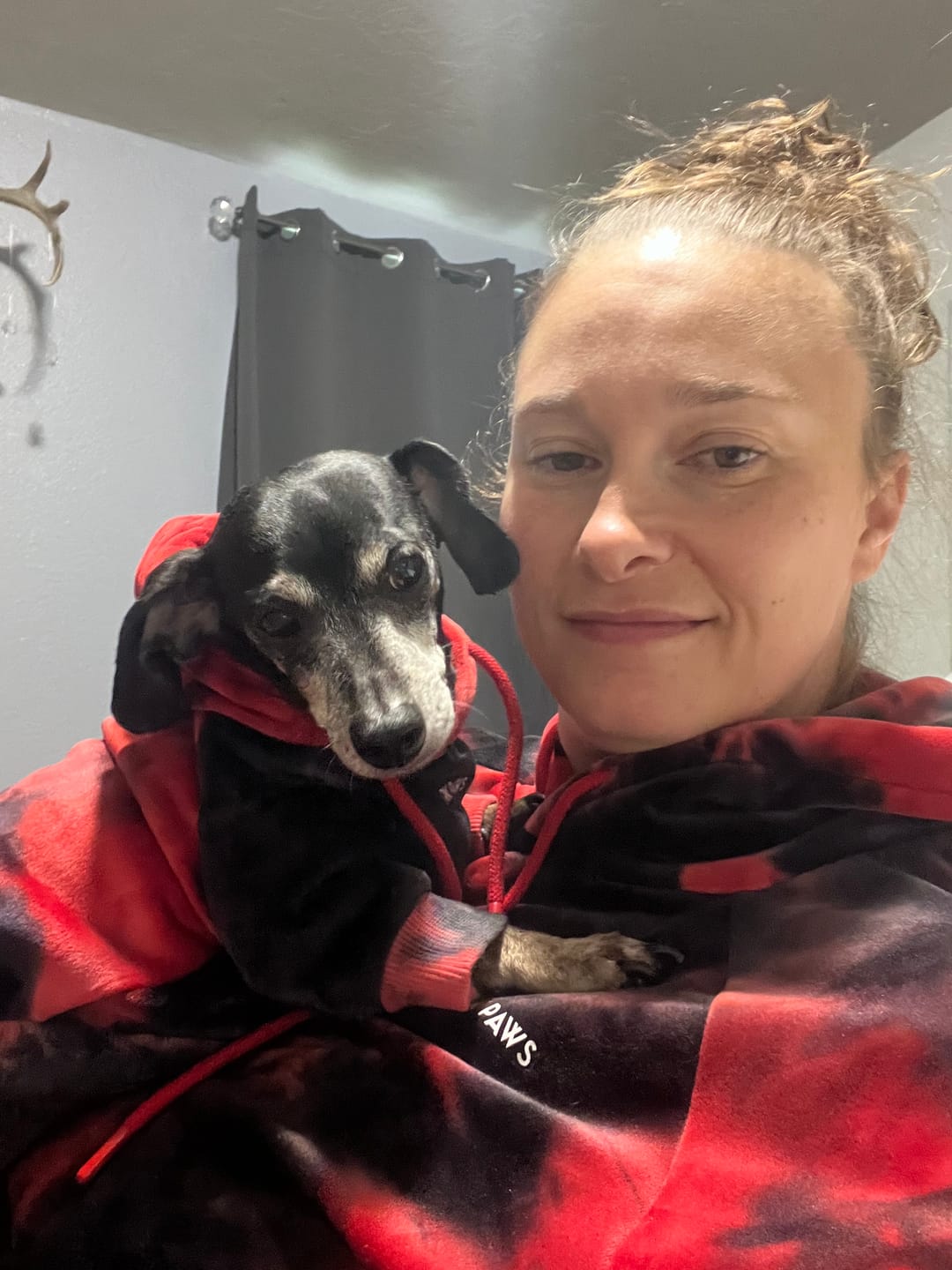 Customer photo review of Velvet Human Hoodie - Red & Black