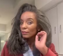 Customer photo review of Luvwin Kinky Straight Wavy Layered Style Gray Color Salt And Pepper Hair 5x5 Closure Wig
