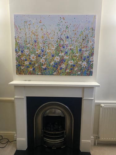 Customer photo review of Daisy Splash Canvas Print