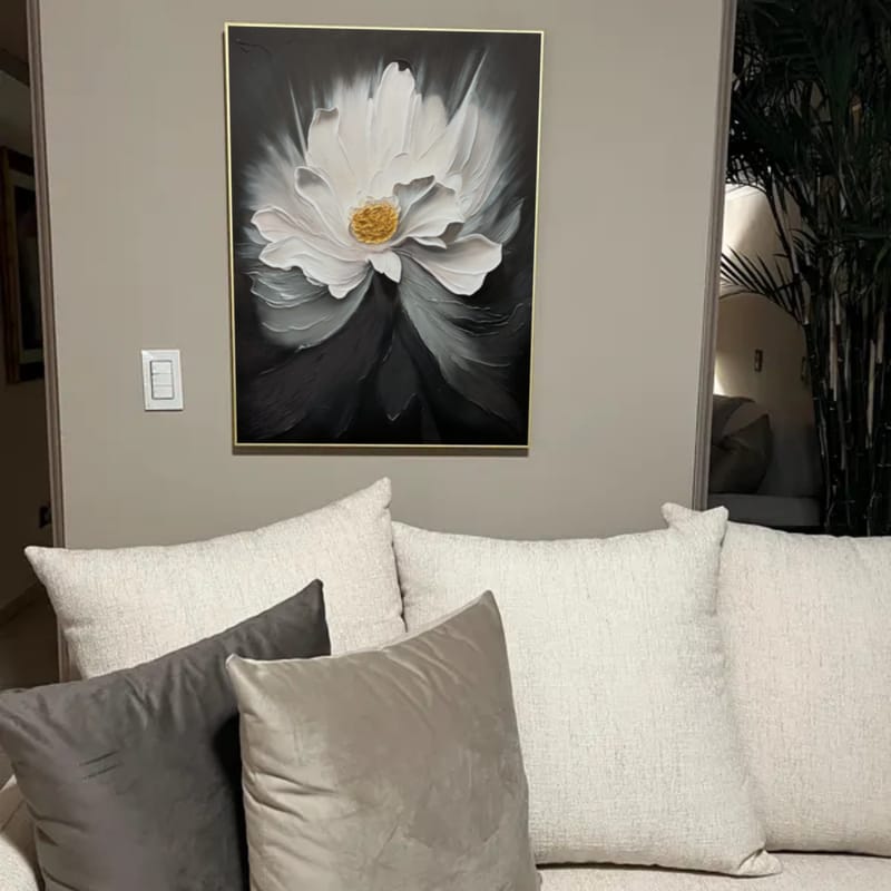 Customer photo review of Black & White Minimalist Flower And Tree Textured Canvas Art #MF021
