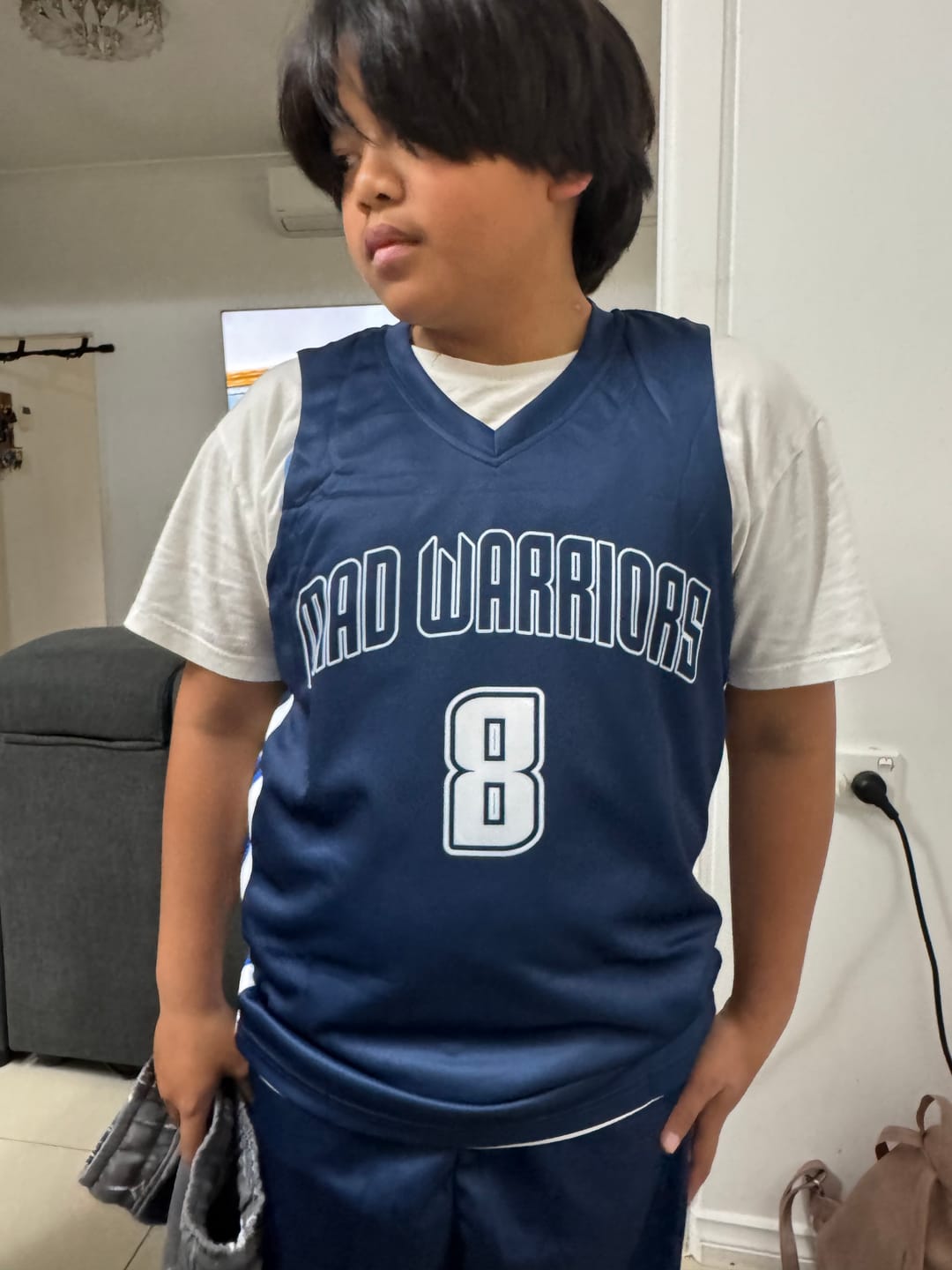 Customer photo review of Custom Navy White Double Side Kits Design Sportswear Basketball Jersey