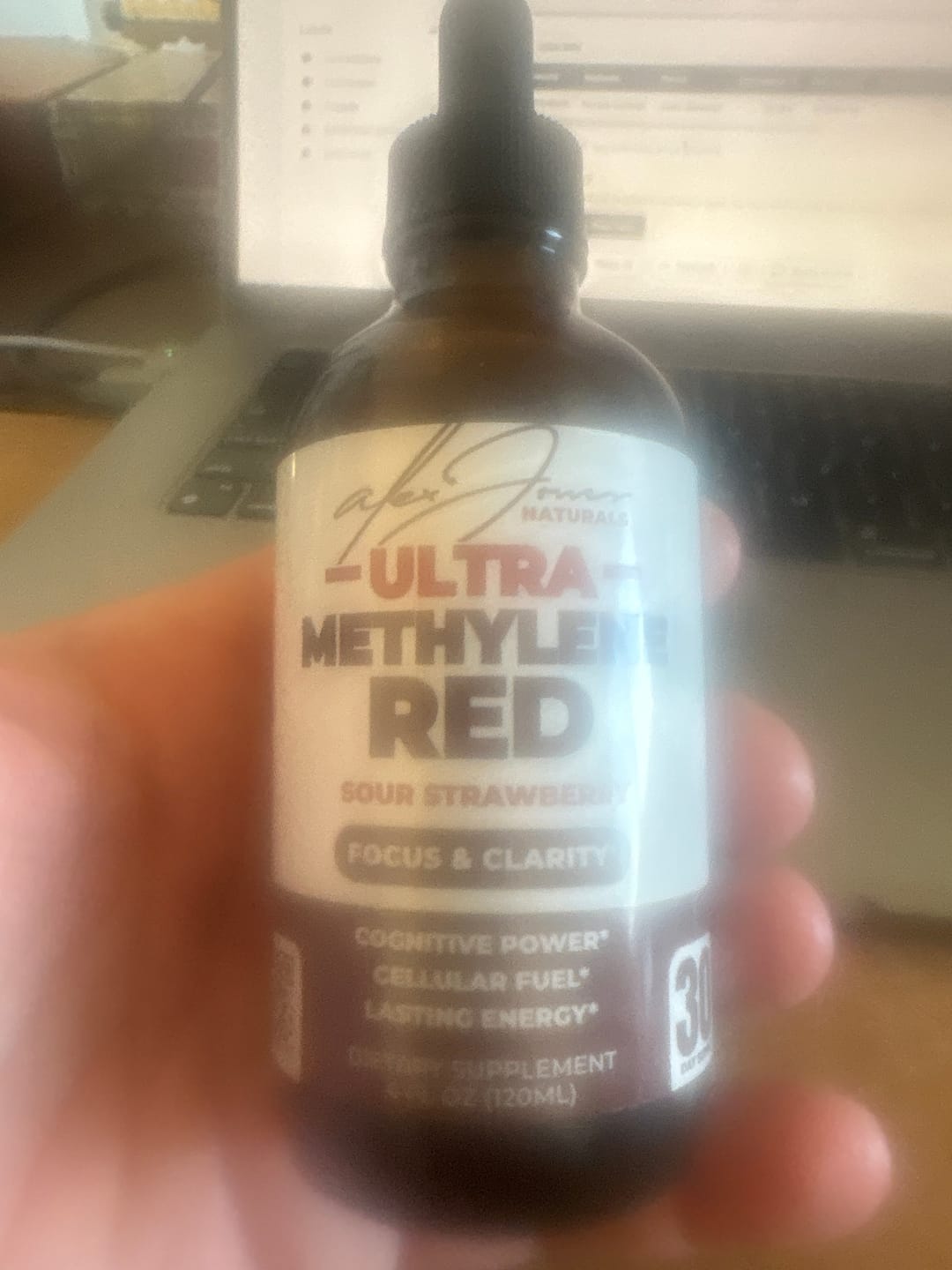 Customer photo review of The Ultra Methylene Red - Sour Strawberry (120ML) (30 Servings)