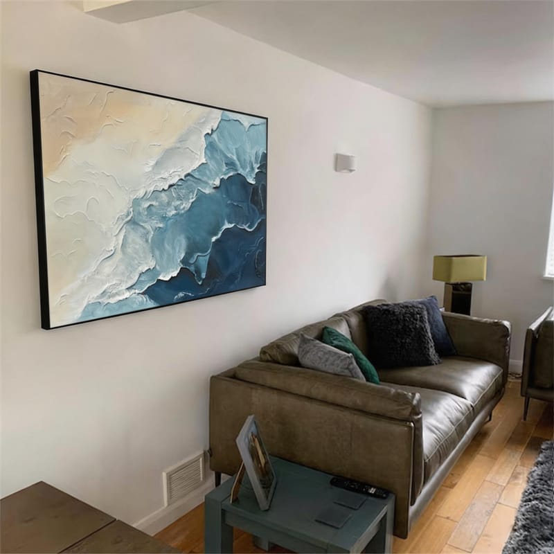 Customer photo review of Blue Textured Minimalist Wall Art #BL007