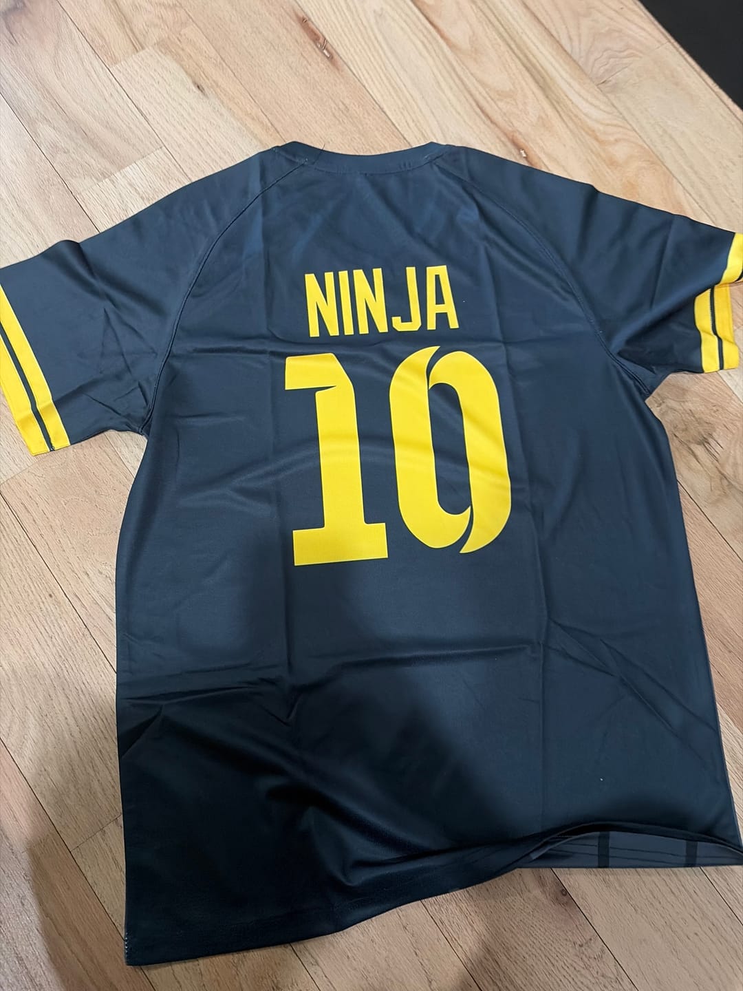 Customer photo review of Custom Black Classic Striped Personalized Football Kit Jersey