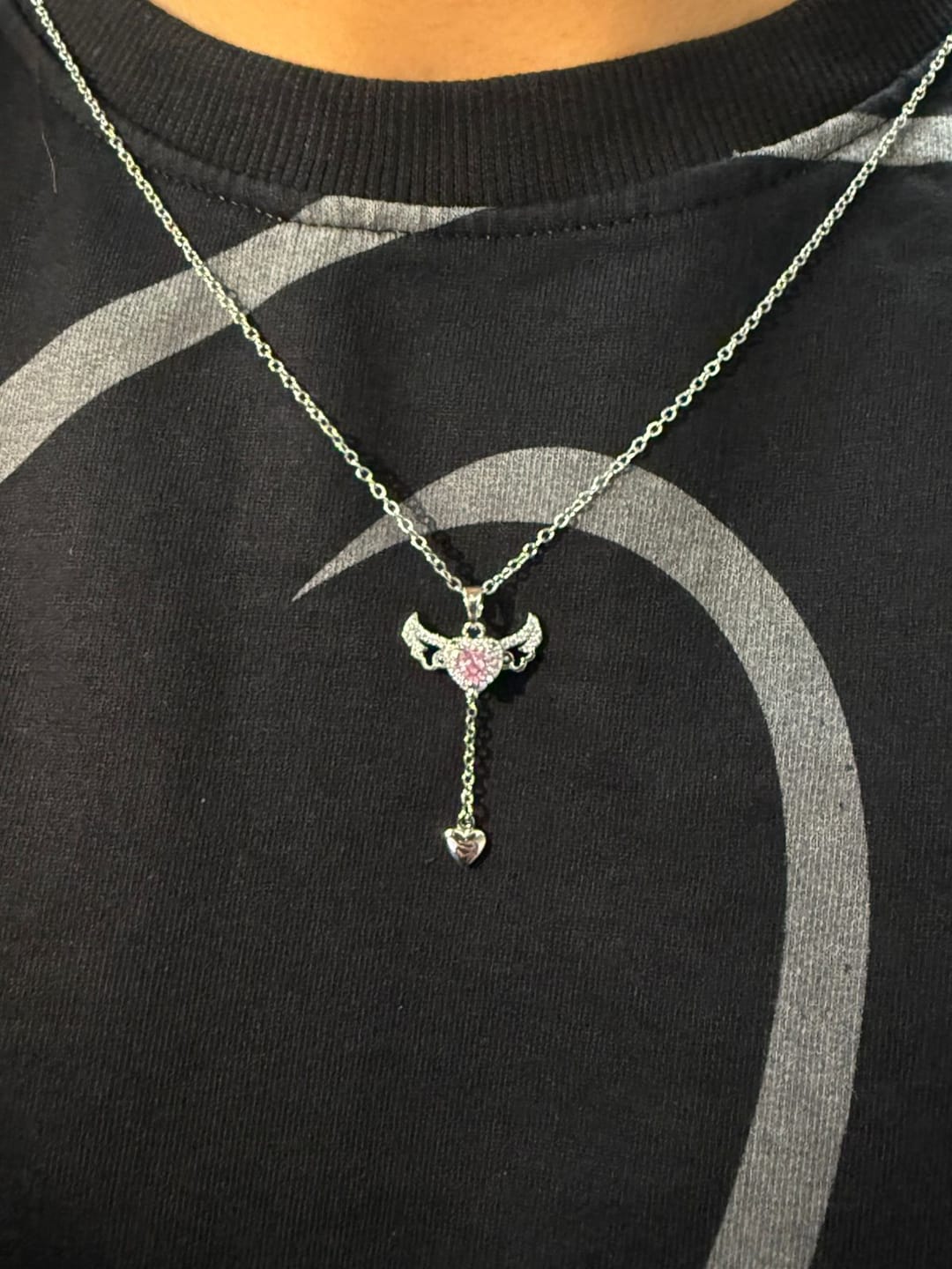 Customer photo review of Cupid’s Angel Wing Necklace for Women