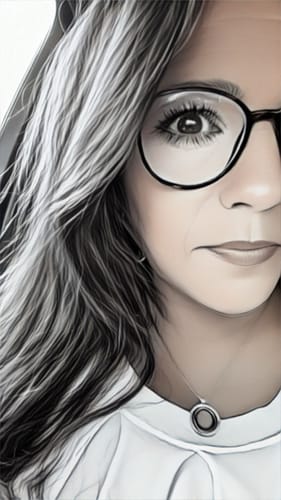 Close-up of a reviewer wearing glasses, showing long, full lashes from using My Amazing Lashes Mascara.