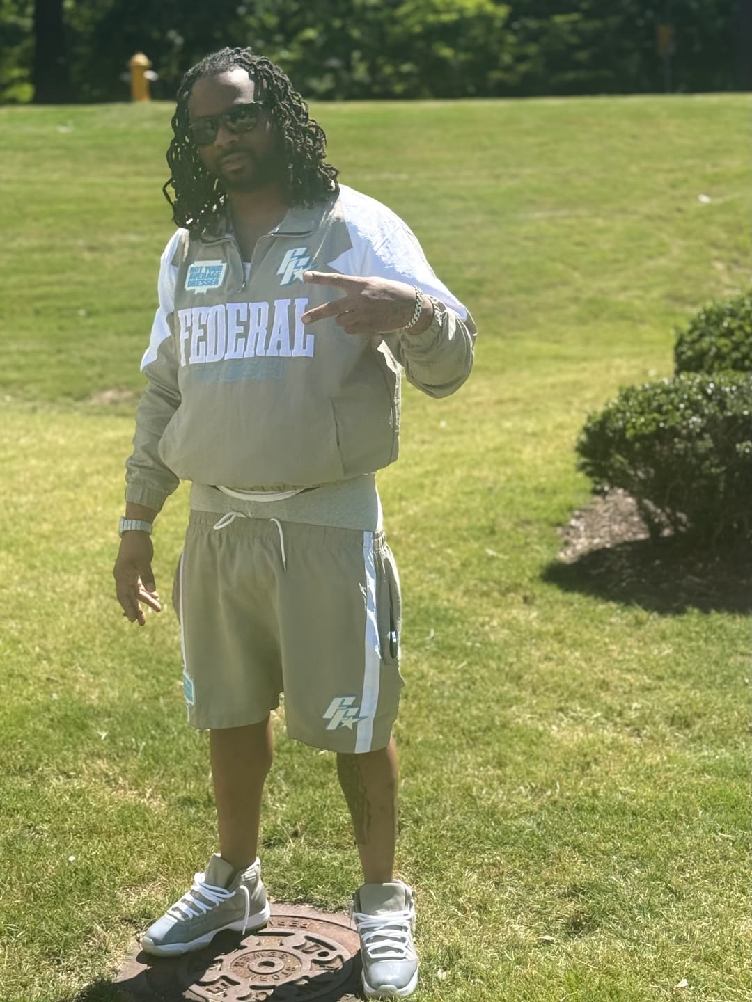 Customer photo review of Black and Blue Federal Fresh Windbreaker Top