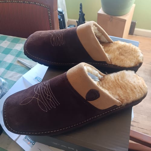 Customer photo review of Men's Ariat Silversmith Square Toe Slippers- Chocolate