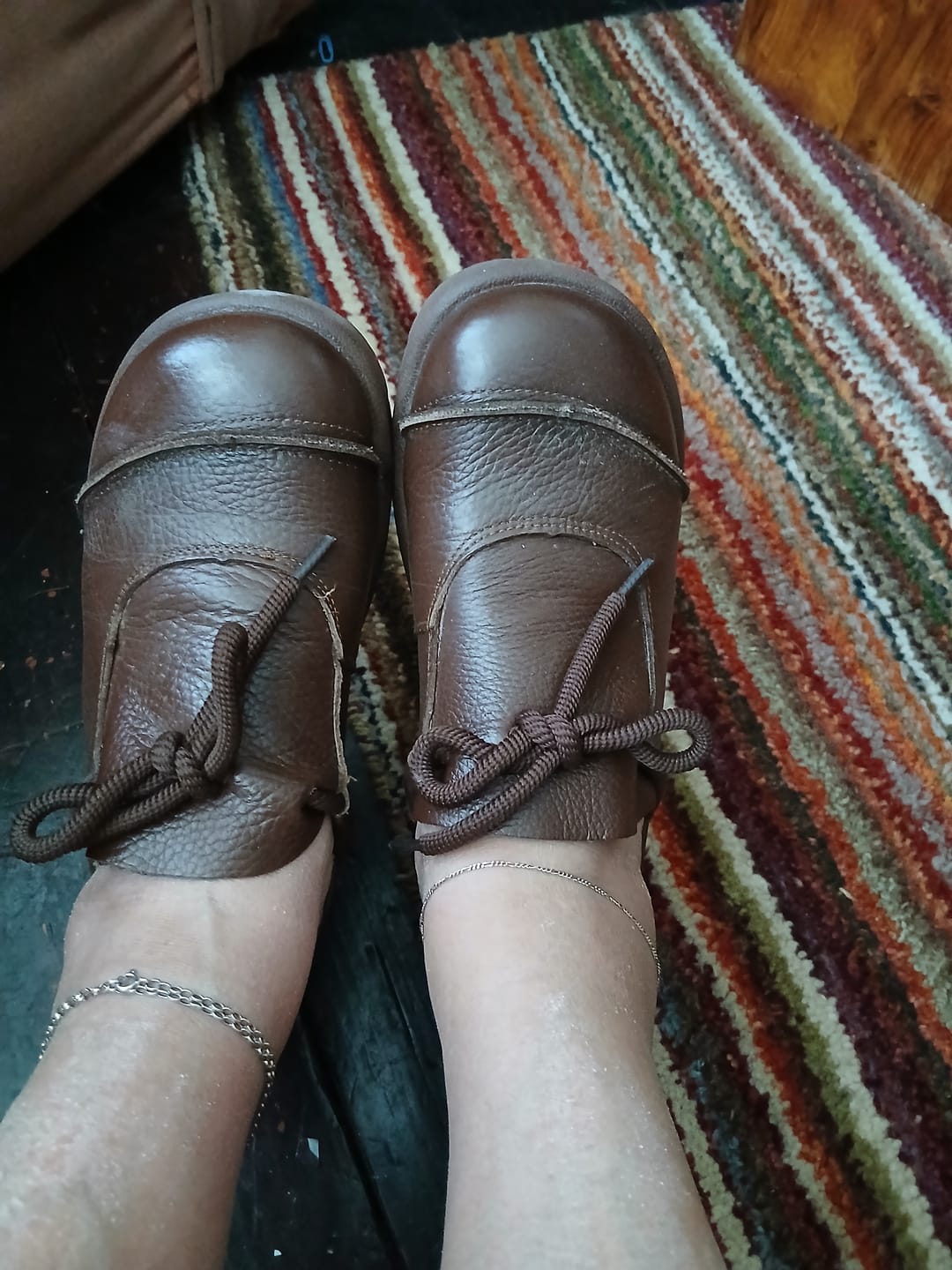 Customer photo review of Women Vintage Leather Drawstring Flat Shoes