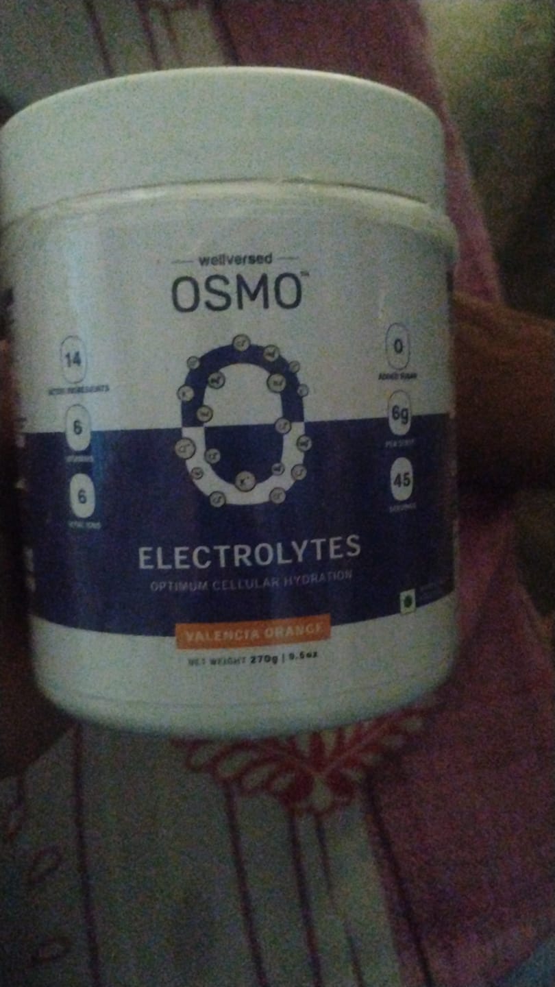Customer photo review of OSMO - Electrolyte Hydration Blend (Advanced Salts + Taurine & Vitamins) | Valencia Orange Flavour (270g, 45 servings)