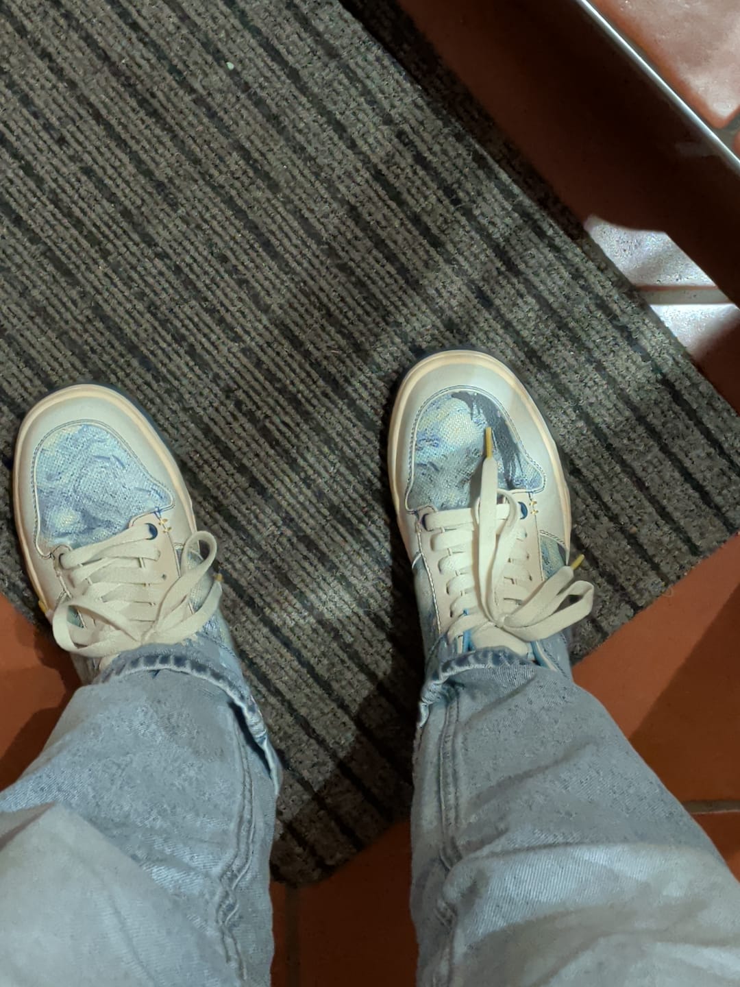 Customer photo review of Van Gogh Starry Night inspired sneakers