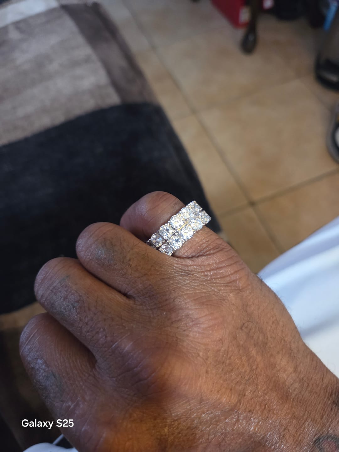 Customer photo review of Moissanite Double Row Ring - Silver - D Colour - VVS1
