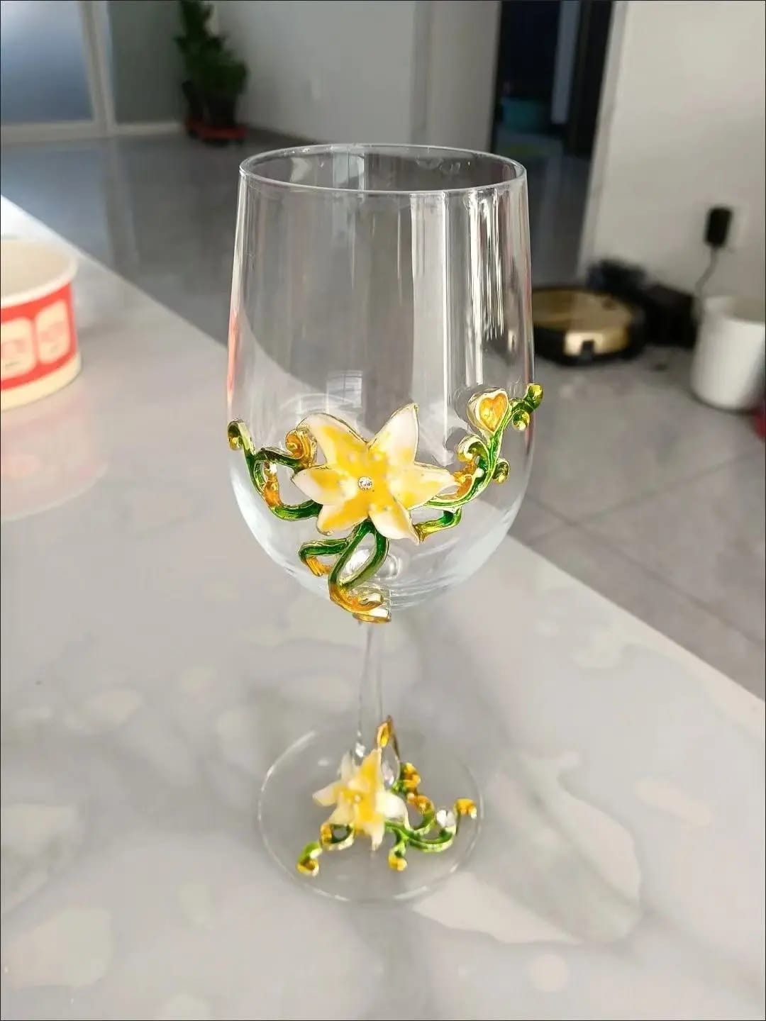 Customer photo review of Tiana's Garden Wine Glass