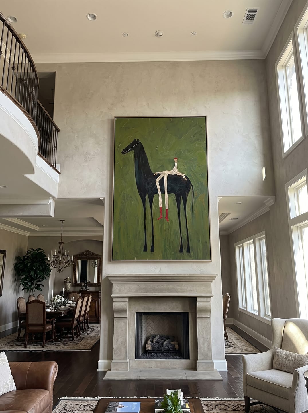 Customer photo review of The Solitary Dreamer – Surrealistic Black Horse & Red Boots Painting | Modern Minimalist Living Room Art