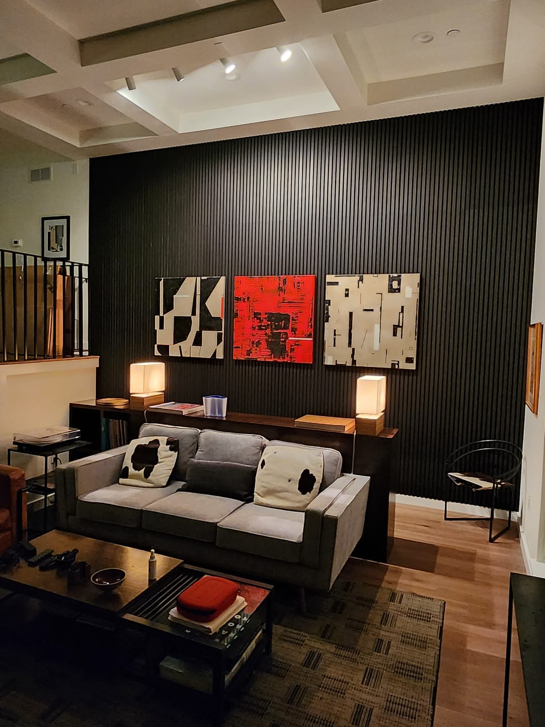 Customer photo review of AFD Luxury Black Oak Acoustic Slat Panels 108.25"