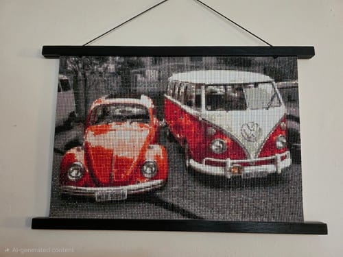 Customer photo review of Full Drill - 5D DIY Diamond Painting Kits Red Car And Bus
