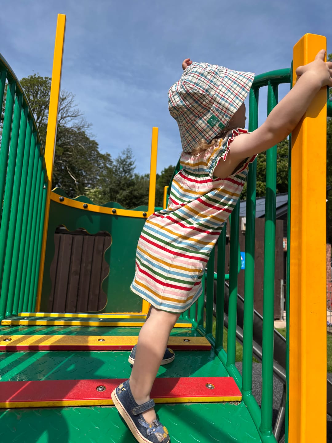 Customer photo review of Checked Seersucker Reversible Sunhat
